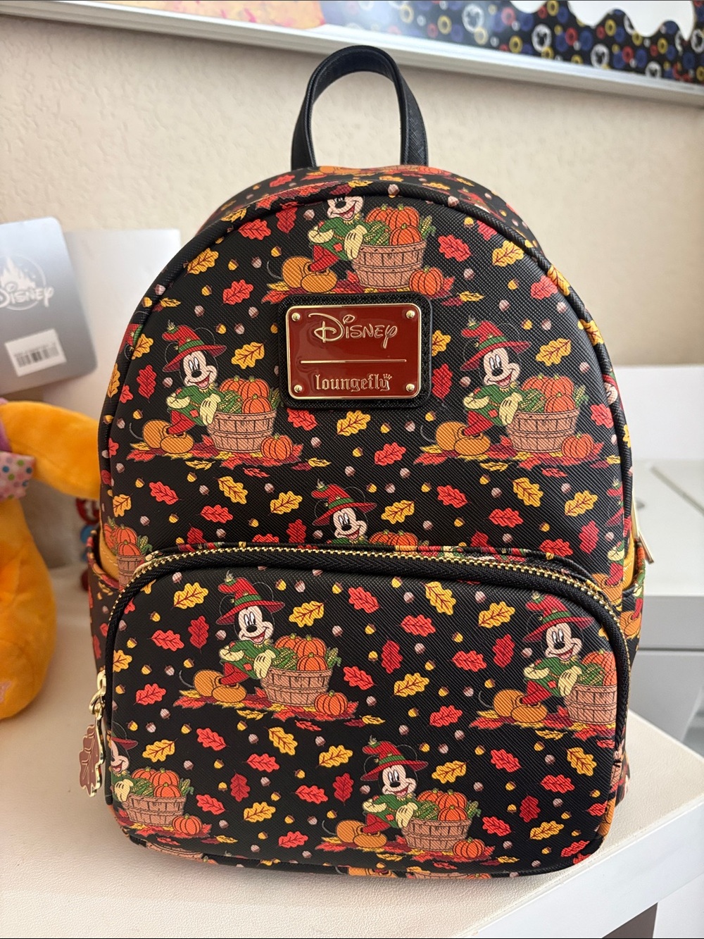 Loungefly Black Pumpkin Mickey Fall Mini Backpack